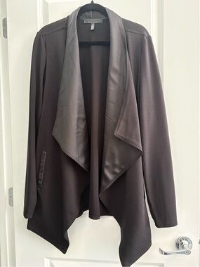 White House Black Market Black Draped Open-Front Jacket
